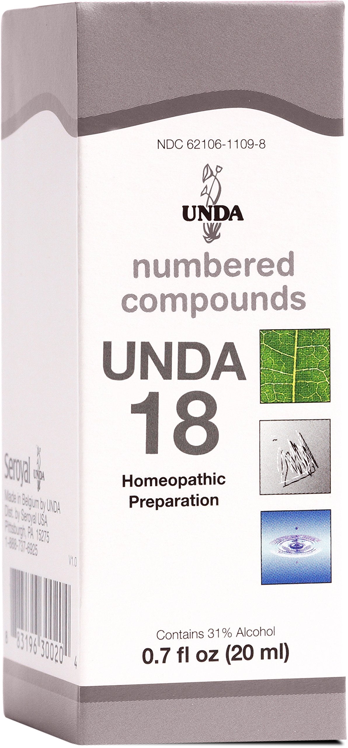 UNDA 18 Compuestos Numerados, frasco de 0,7 oz, fácil de usar en rutina diaria