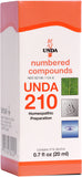 UNDA 210 Compuestos Numerados, botella en primer plano para uso diario y bienestar