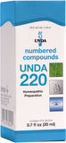 UNDA 220 Compuestos Numerados: botella muestra la formulación para apoyo general al bienestar