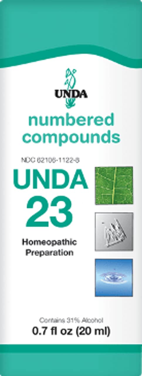 UNDA 23 Compuestos Numerados, botella, posible apoyo al equilibrio energético y bienestar general.