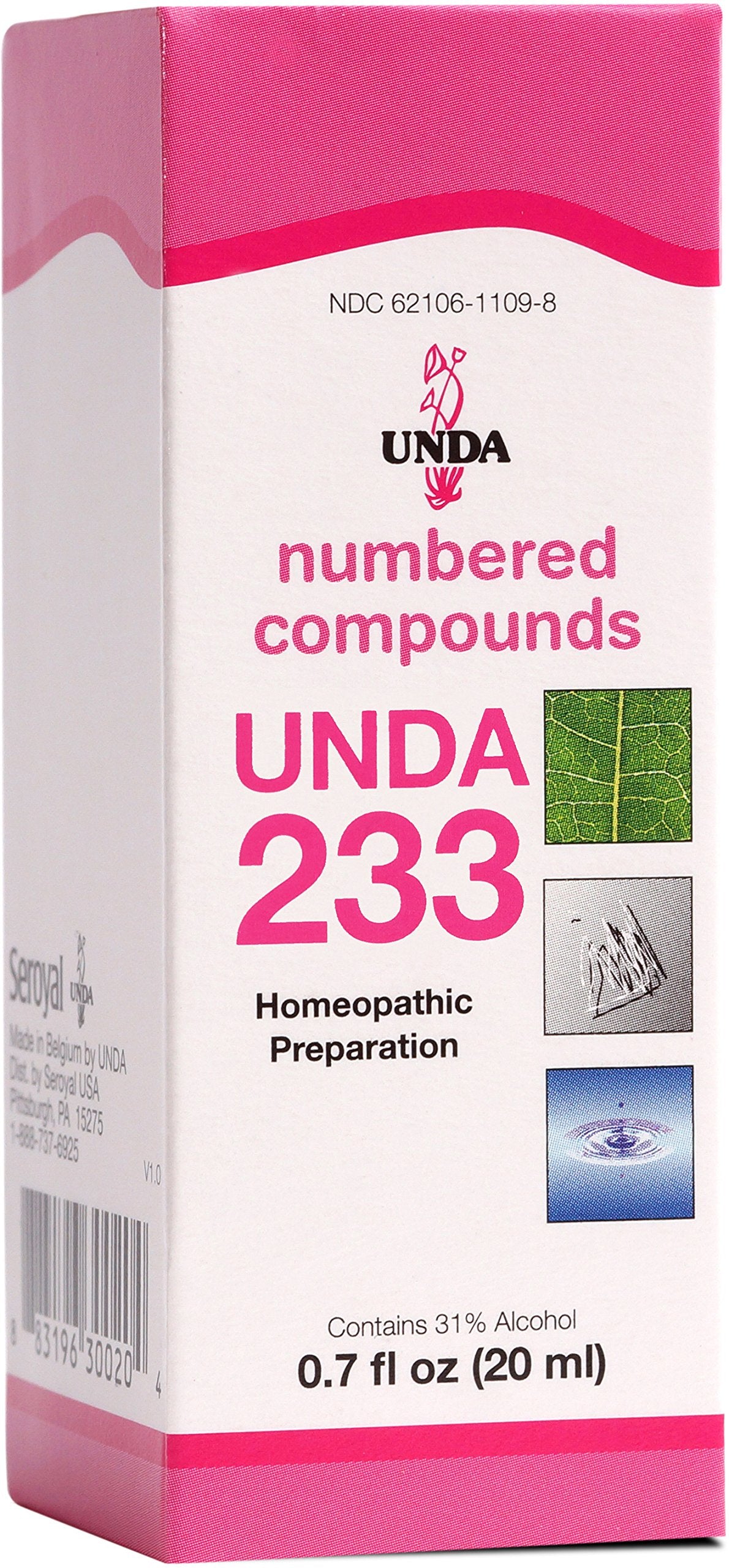 UNDA 233 frasco de dosis numeradas para apoyo metabólico general.