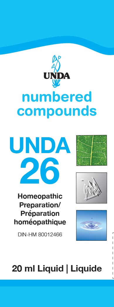 UNDA 26 Compuestos Numerados frasco visible, sugerido para apoyo de bienestar general