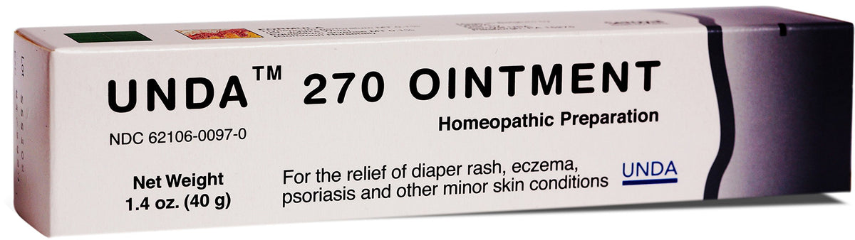 UNDA 270 Ungüento, frasco visible, cuidado diario de la piel y relajación suave.
