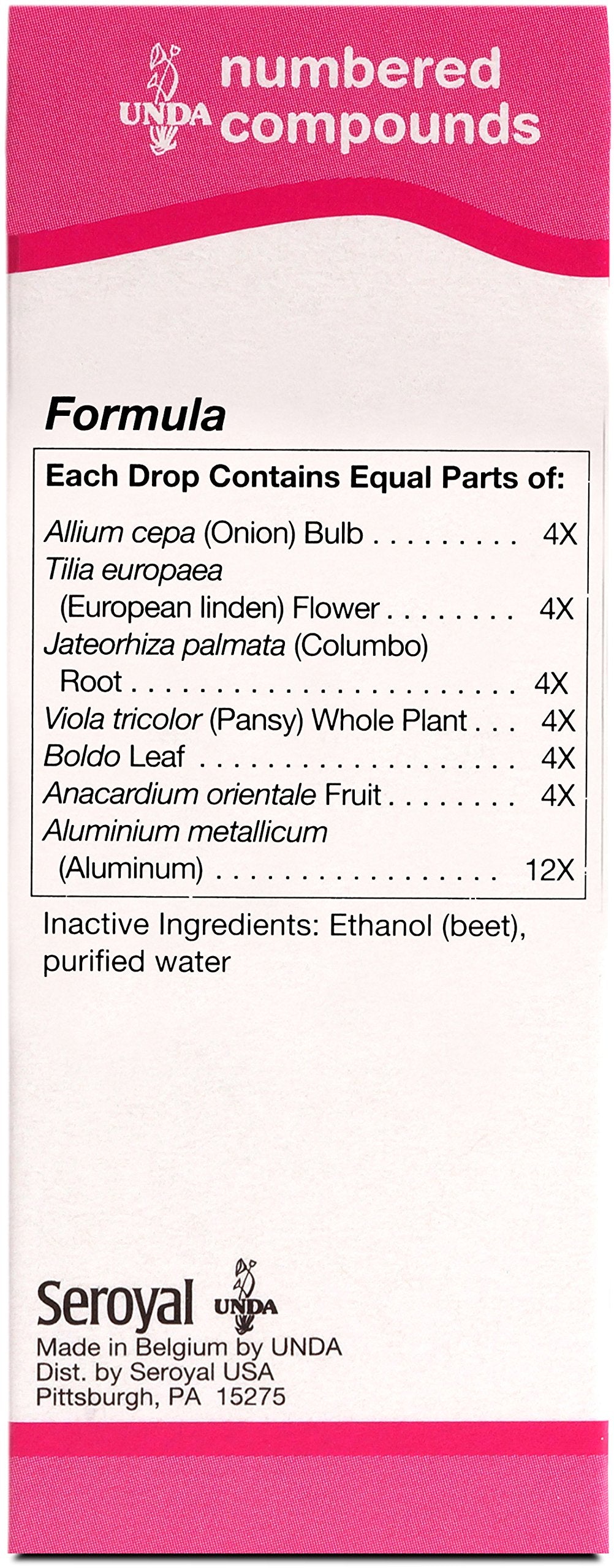 UNDA 33 Compounds, etiqueta clara para elegir dosis y entender el producto.