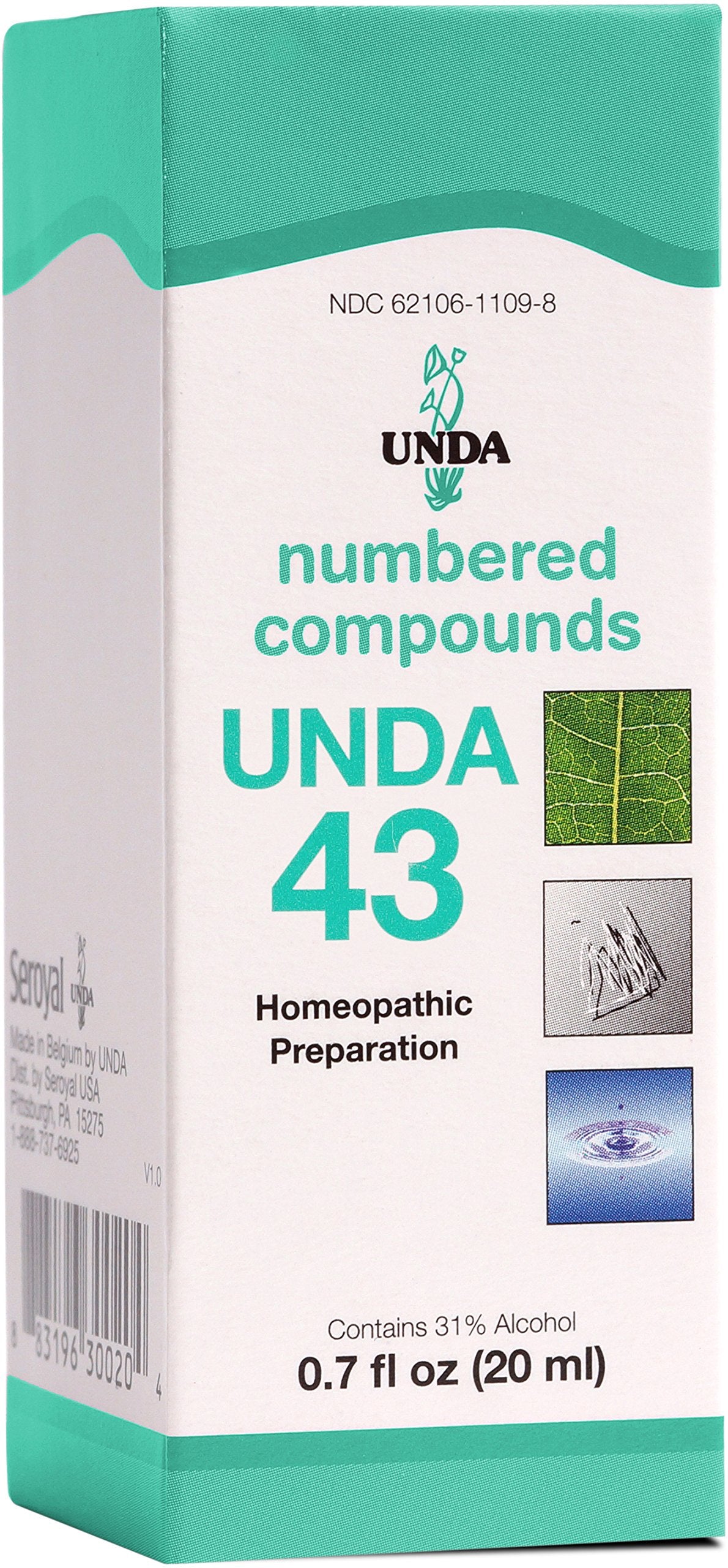 UNDA 43 compuestos numerados, botella para uso diario de bienestar