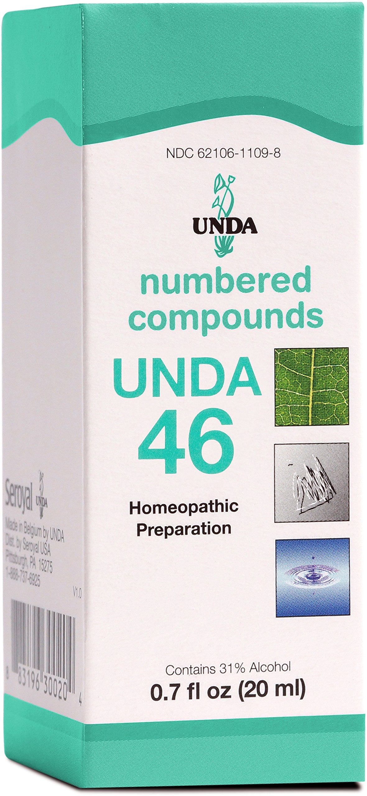 UNDA 46 Numerados botella: posible apoyo a funciones corporales y drenaje suave.