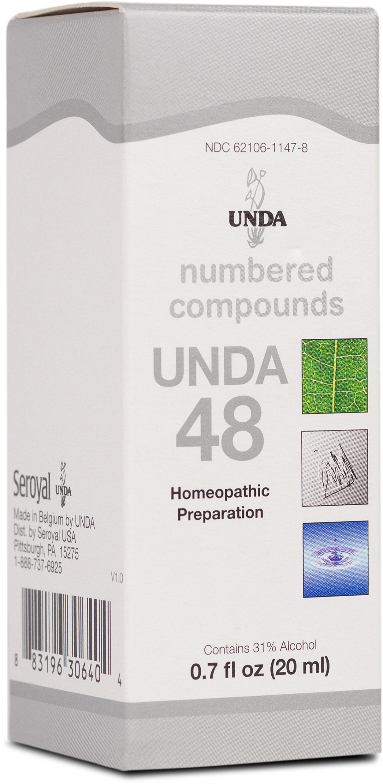 UNDA 48 Numerados botella con gotero para uso diario y bienestar general