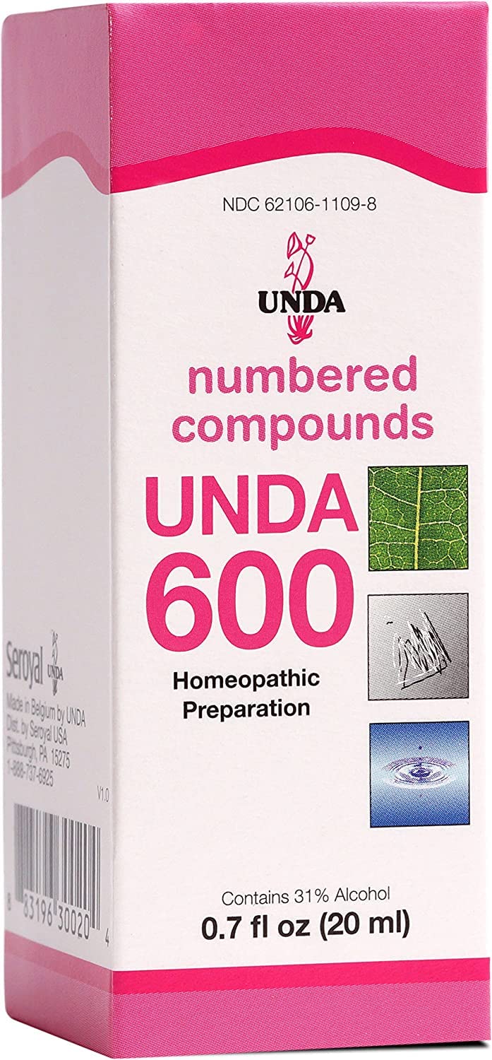 UNDA 600 Compuestos Numerados: botella en primer plano para uso diario suave.