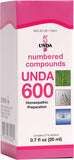 UNDA 600 Compuestos Numerados: botella en primer plano para uso diario suave.