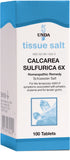 UNDA Calcarea Sulfurica 6X, tabletas, posible apoyo para irritaciones cutáneas leves.
