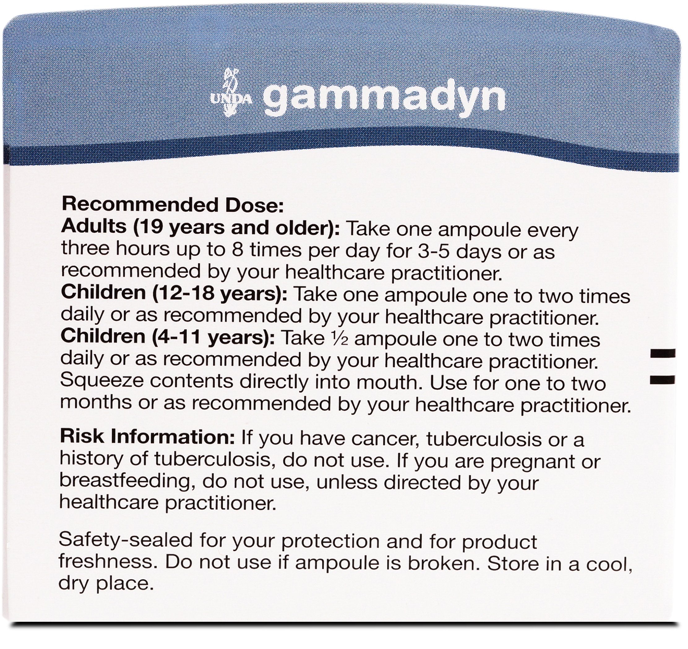 Dosis diarias recomendadas de UNDA Gammadyn Mn para rutina equilibrada.