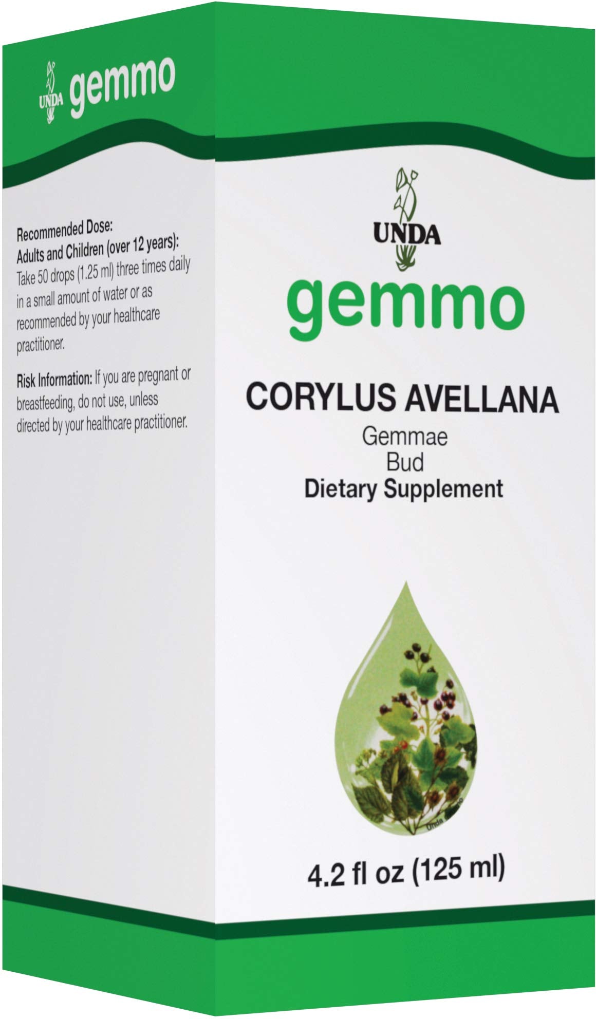 UNDA Gemmo Corylus Avellana frasco con extracto de avellano para uso diario.