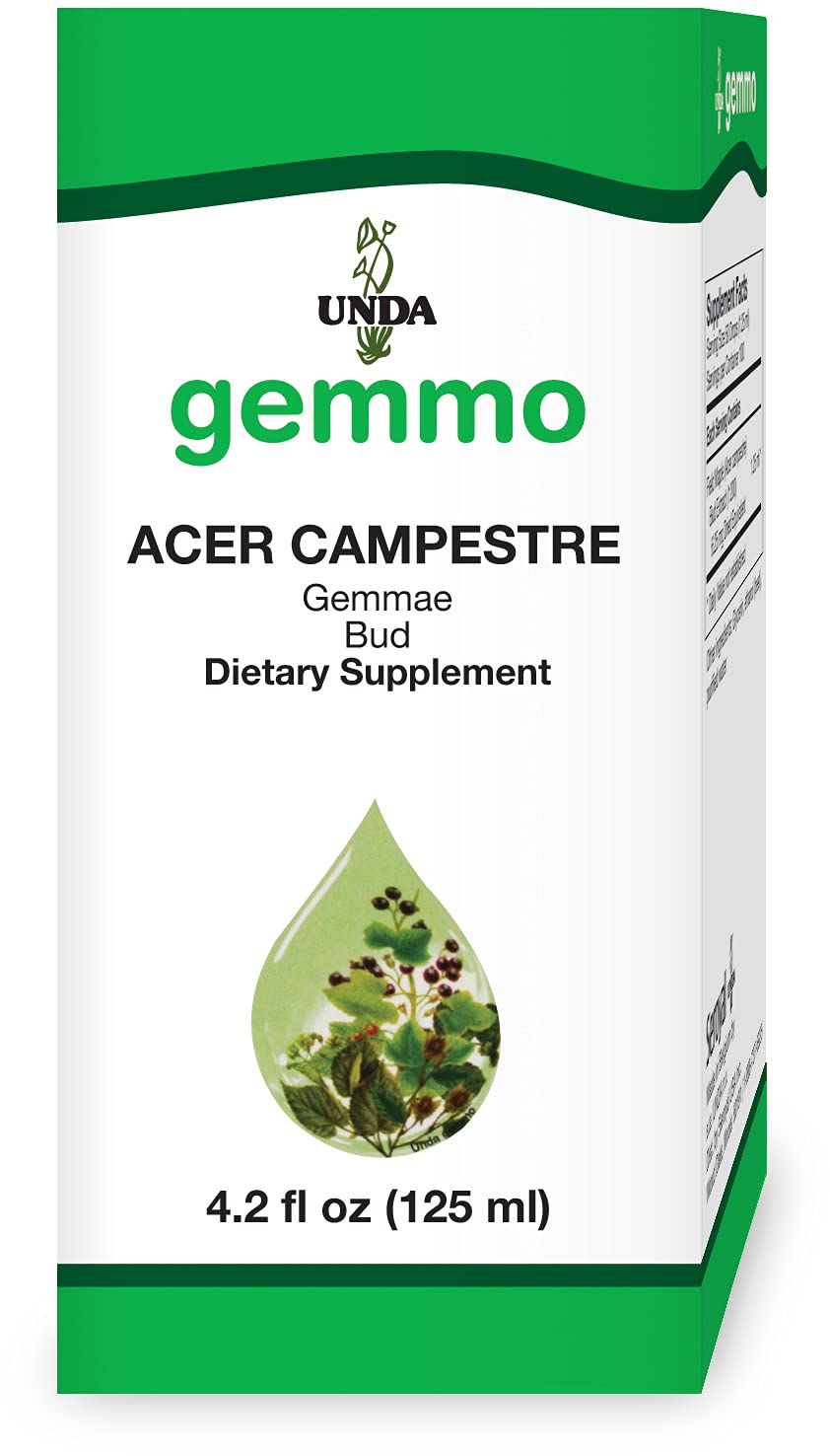 UNDA Gemmo Therapy Acer Campestre, brote fresco, muestra ingredientes puros y naturales.
