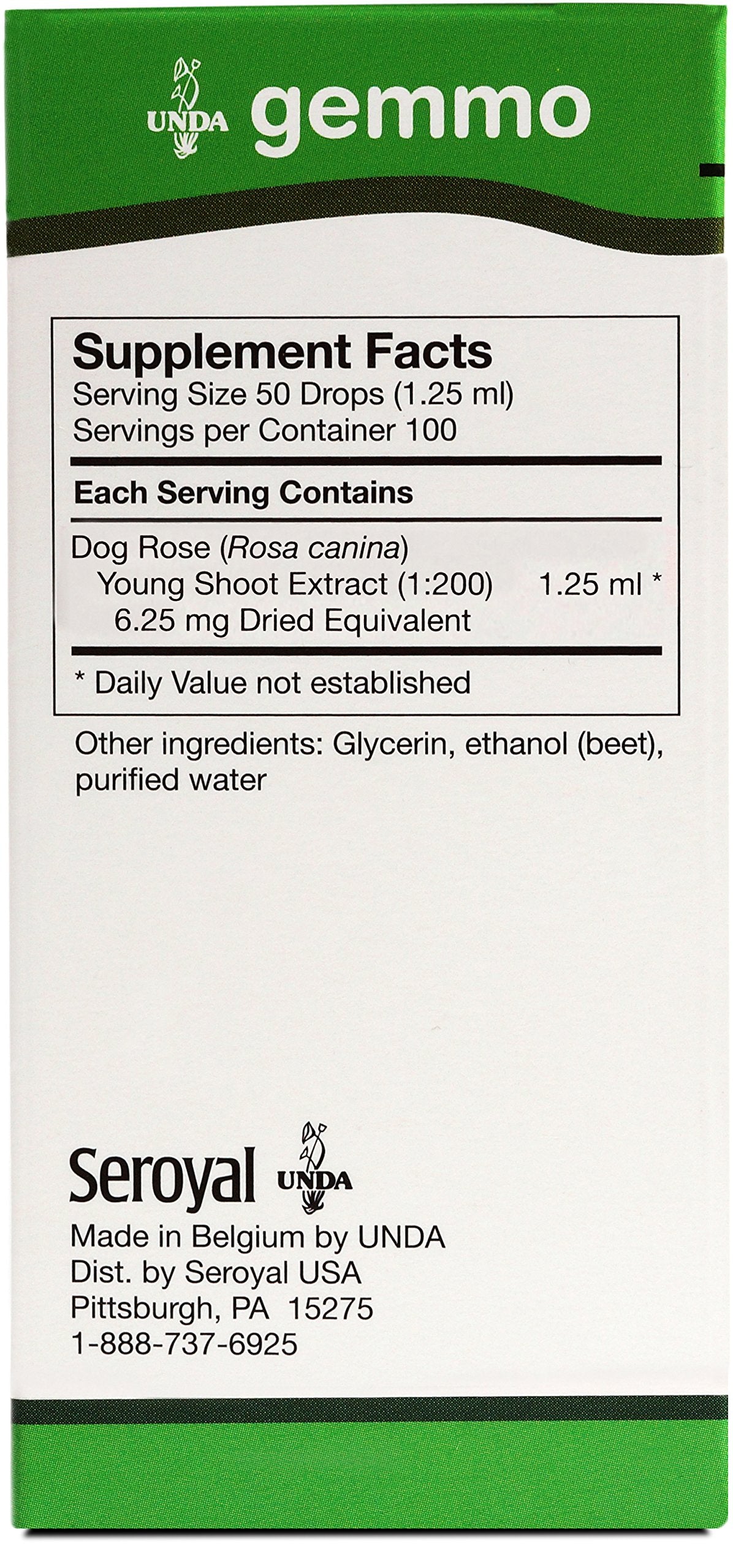 Gotero de UNDA Gemmo Therapy Rosa Canina, dosis precisa para uso diario.