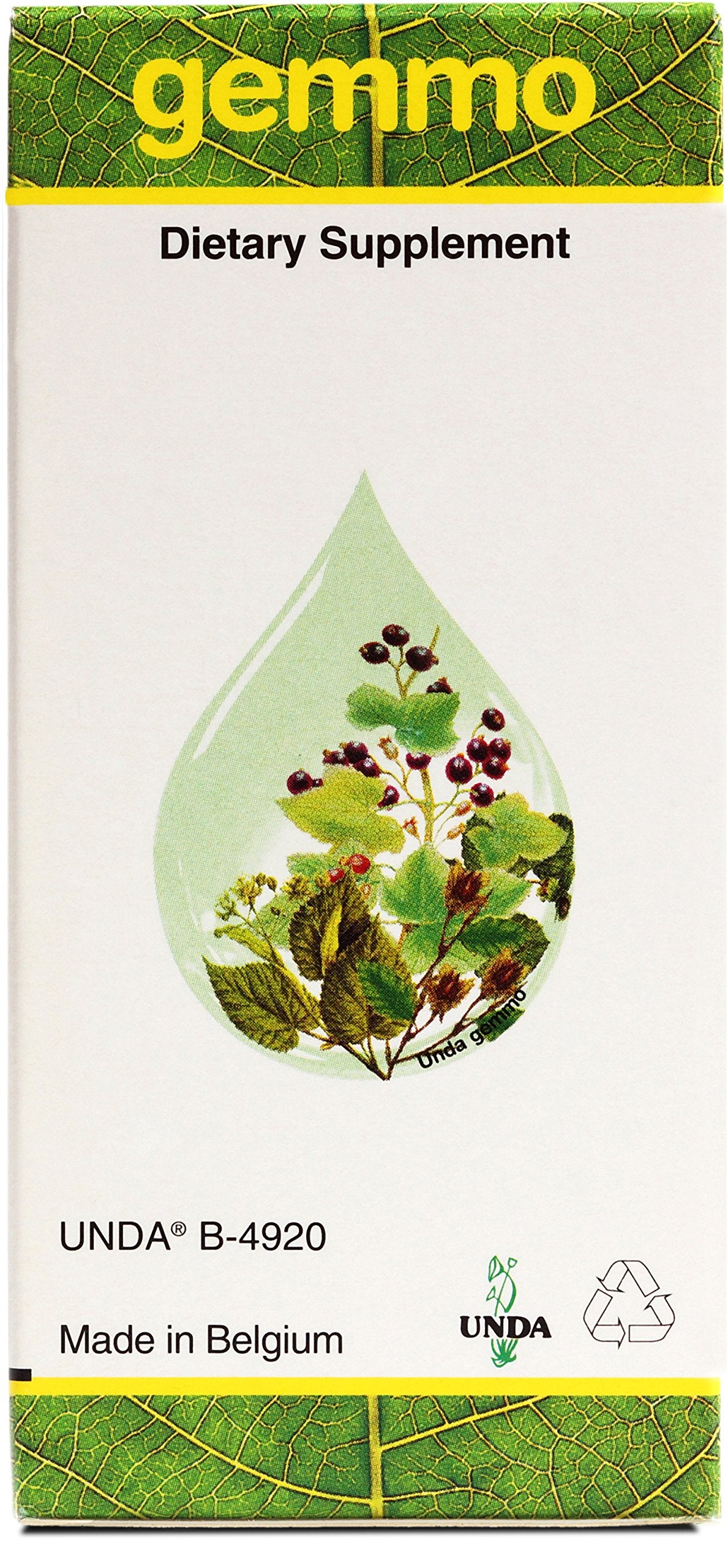 UNDA Gemmo Therapy Alnus Glutinosa, etiqueta clara, identifica ingredientes y usos.
