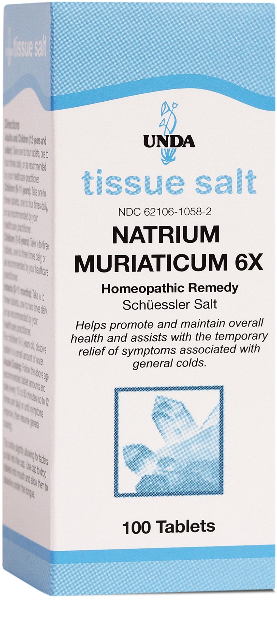 UNDA Natrium Muriaticum 6X tabletas, posible apoyo al equilibrio hídrico en casa.