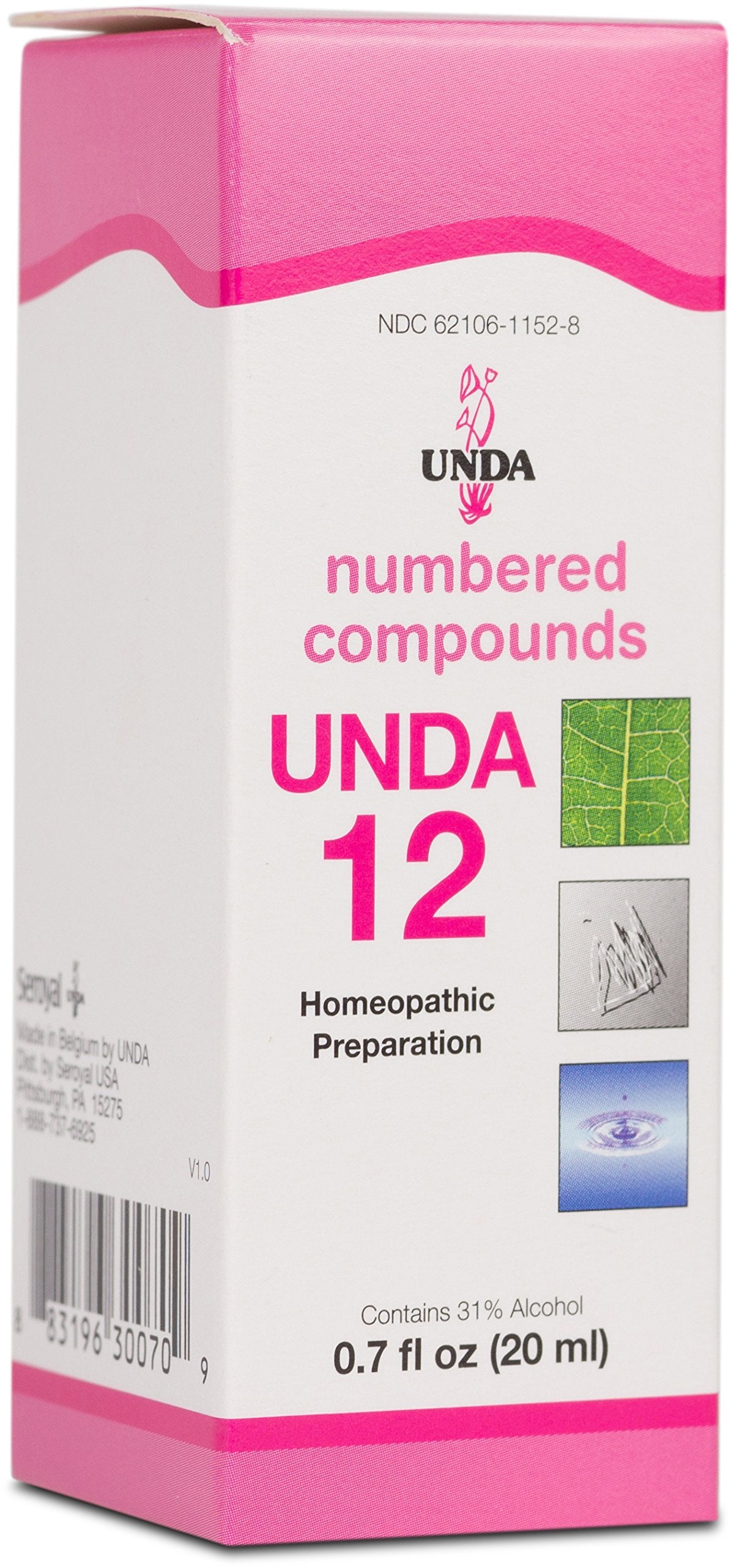 UNDA 12 en frasco de 0,7 oz, listo para uso diario y drenaje metabólico.
