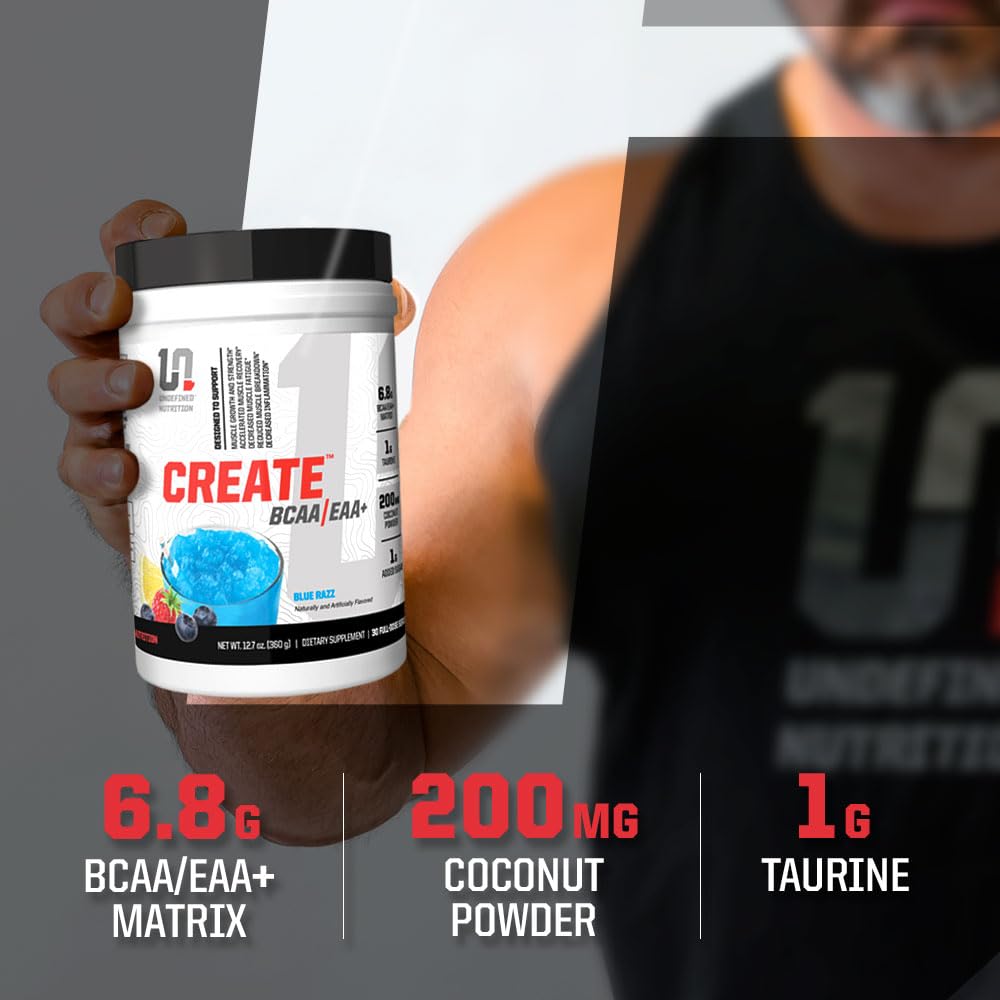 Undefined Nutrition Create mezcla BCAA EAA, apoyo potencial a la recuperación muscular