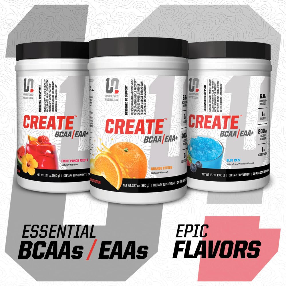 Undefined Nutrition Create sabor frambuesa azul, envase visible para entrenar con sabor agradable