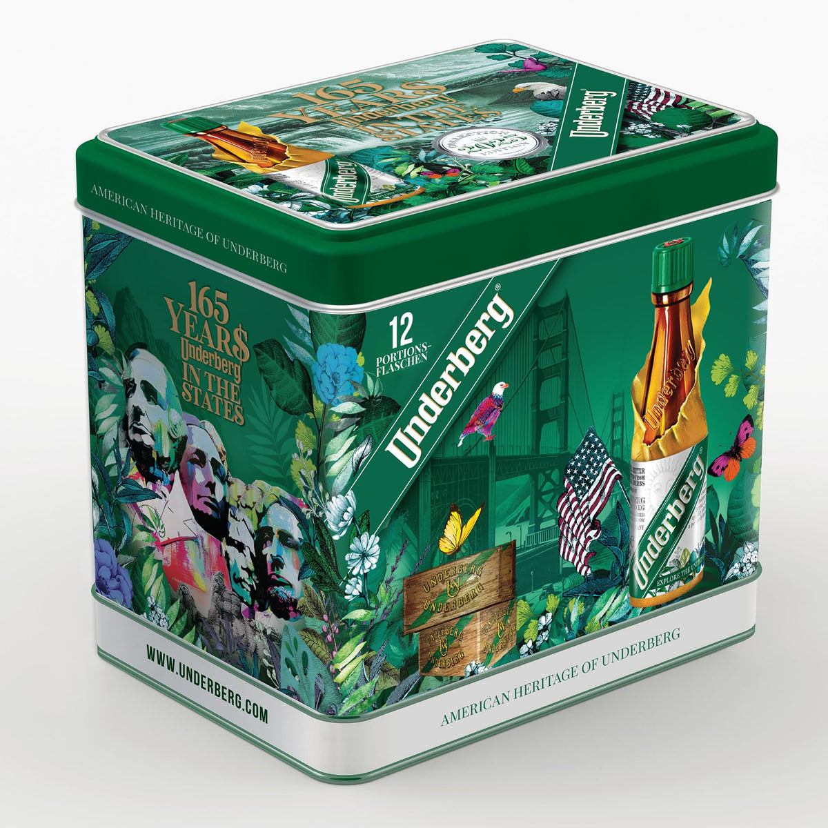 Underberg 2025, lata detalle, ideal para coleccionistas y regalos elegantes.