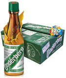 Botella Underberg envuelta en papel de paja, lista para disfrutar tras la comida.
