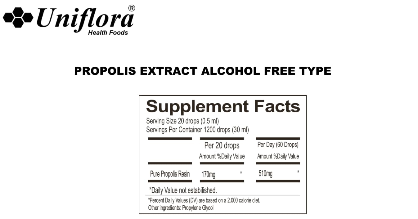 Uniflora Propolis Verde: etiqueta detallada para confianza y claridad de ingredientes.