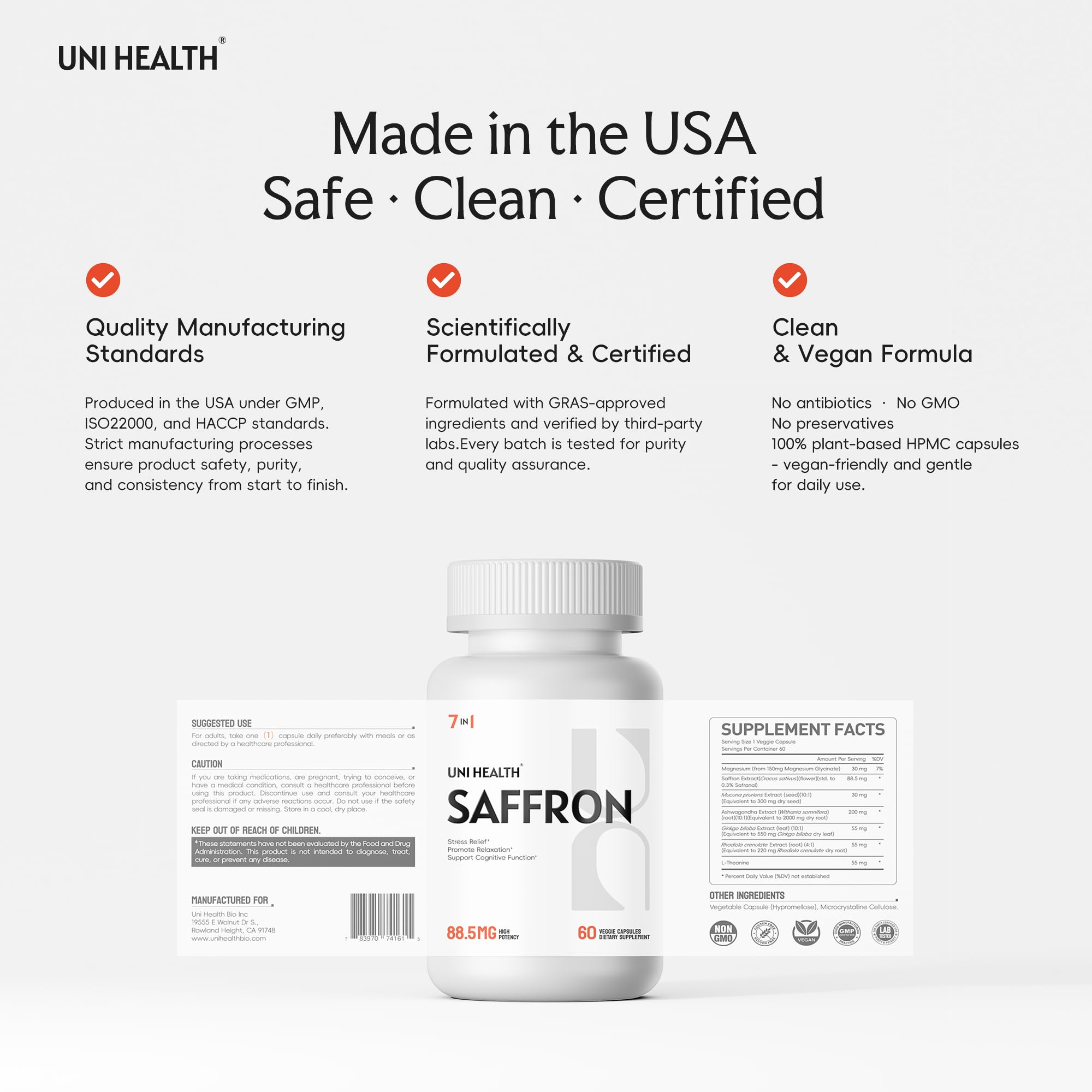UniHealth caja de suplementos de azafrán en estante