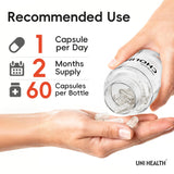 UniHealth Colina 500 mg con VitaCholine, fuente bio disponible para neurotransmisores.