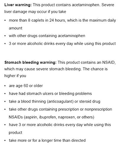 Uni's Excedrin Extra Strength: detalle en la caja para verificar la dosis