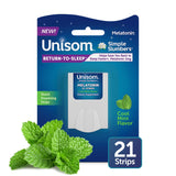 Paquete de 21 tiras Unisom Simple Slumbers en menta fría para dormir mejor.