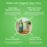 Vertido del jugo Univera Aloe Select Mango para consumo diario.