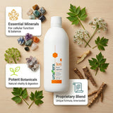 Potasio líquido junto con minerales para apoyo digestivo y balance.