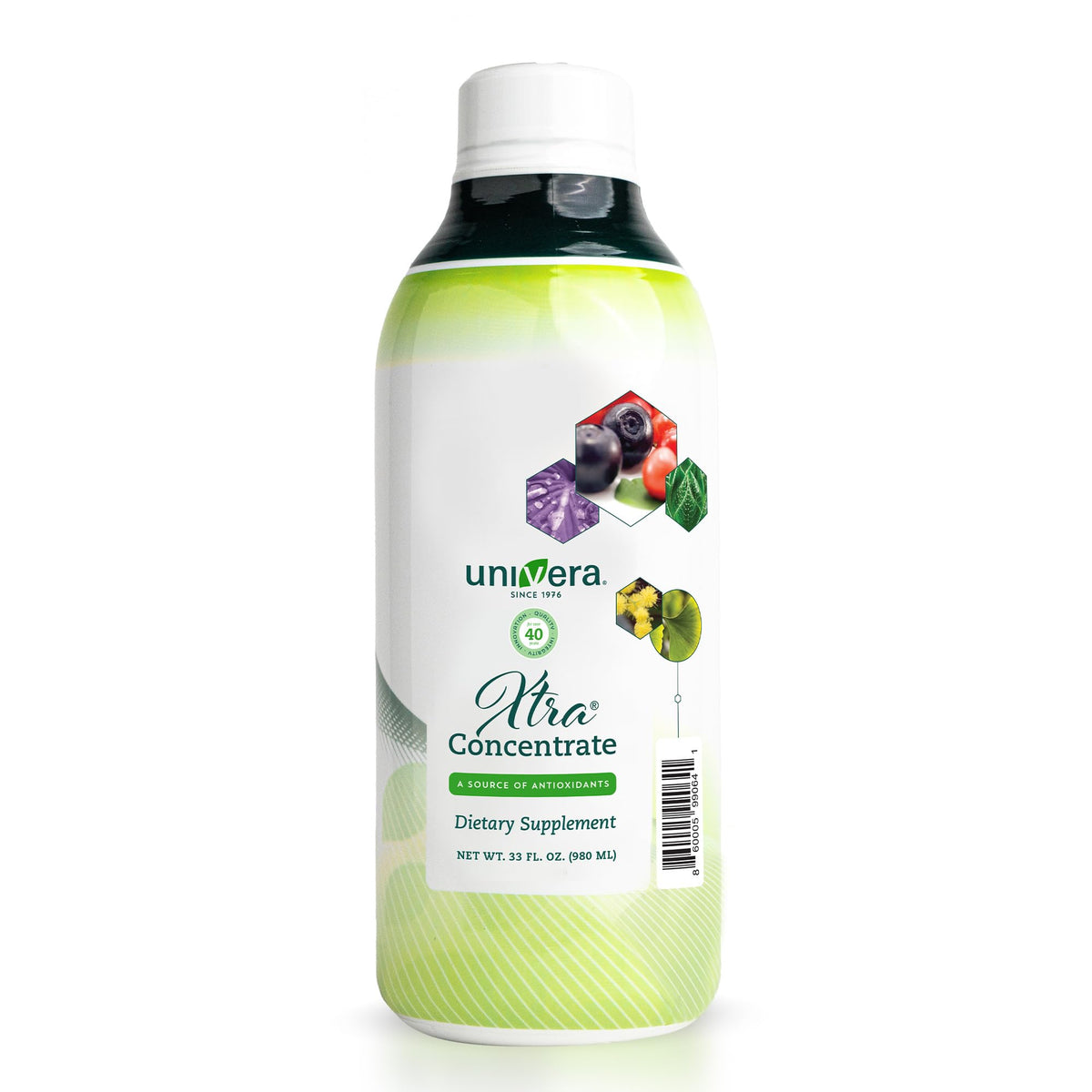 Univera Xtra Concentrate: vertido de la botella para energía sostenida.