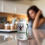 Mujer 40+ usa MultiVitaGel para apoyar energía y bienestar cotidiano
