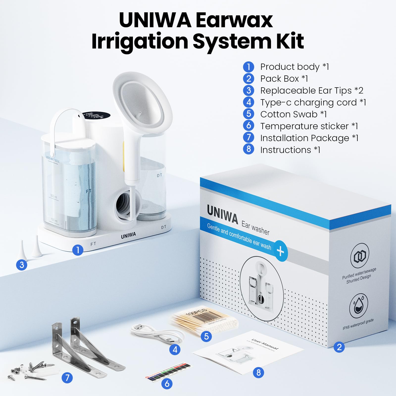 UNIWA conjunto completo, regalo práctico para cuidado diario de oídos