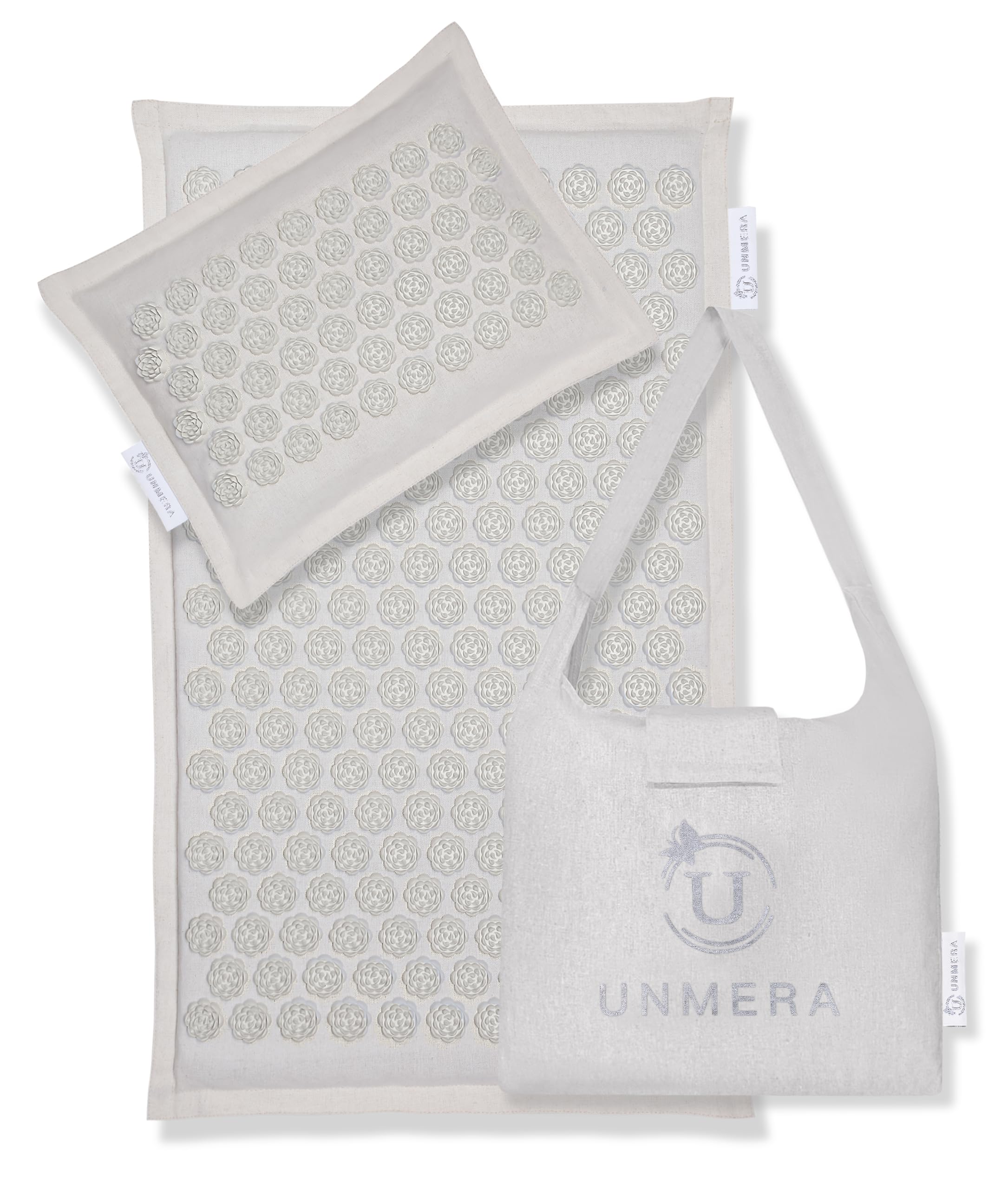 UNMERA esterilla de acupresión con lino natural para relajación de espalda