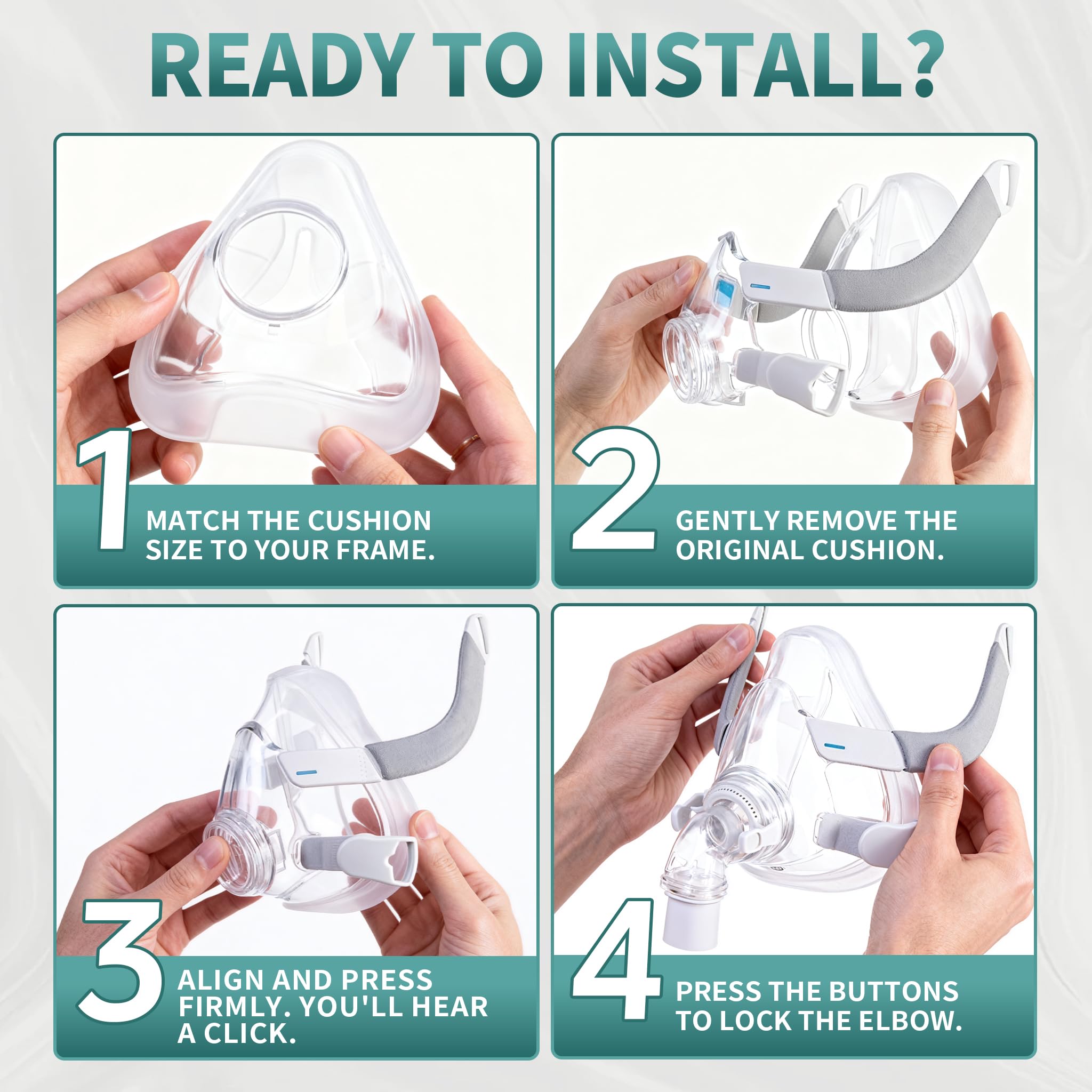 Almohadilla de repuesto Unsvorns AirFit F20 mediana, material de silicona suave.