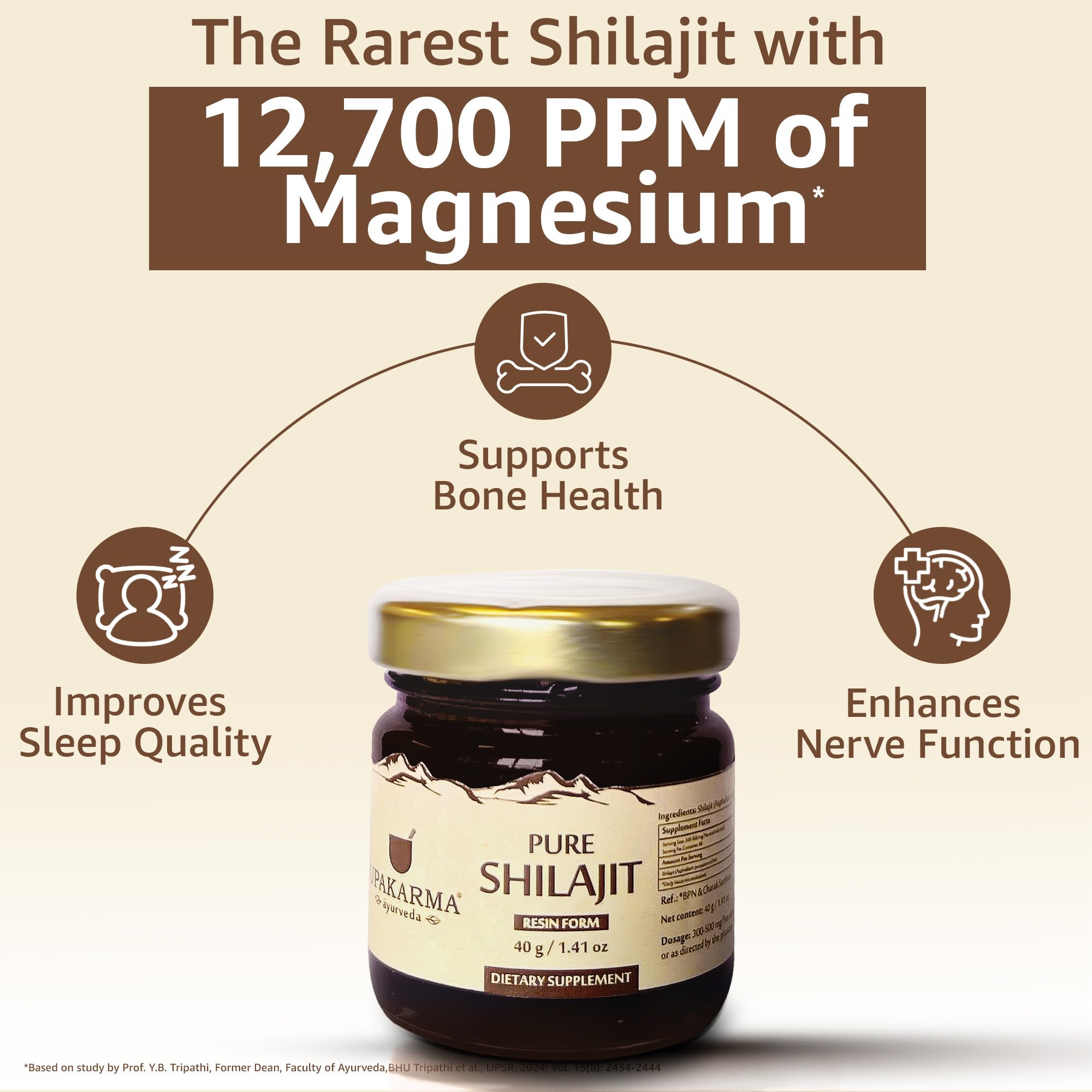 UPAKARMA Preparación Leche Shilajit, mezcla suave y agradable
