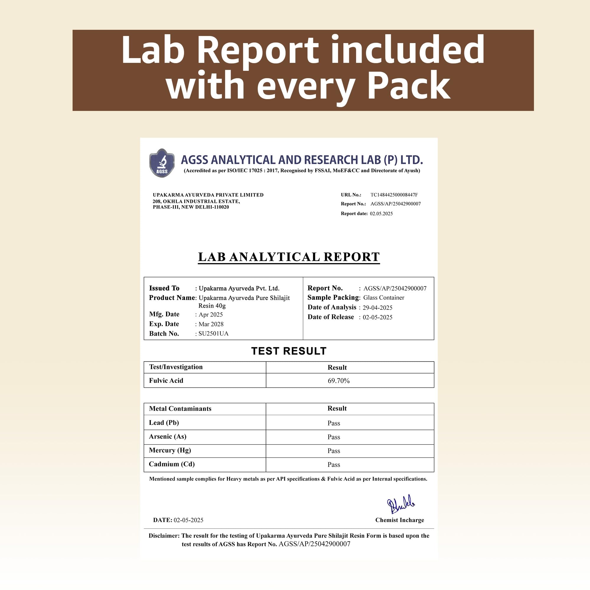 UPAKARMA Pruebas de Calidad NABL, garantía de laboratorio fiable