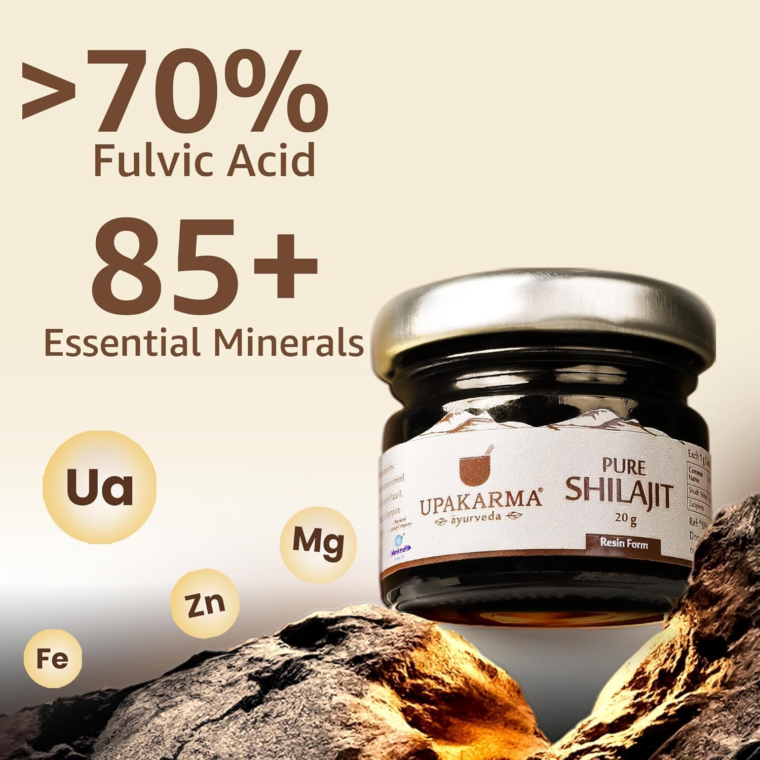 UPAKARMA Shilajit Pura porción para dosificación y energía sostenida