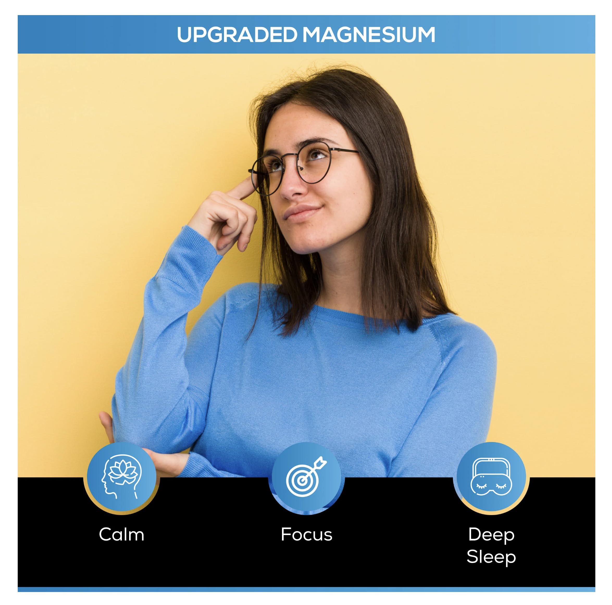 Upgraded Formulas Nano Magnesium etiqueta frontal con dosis diaria clara