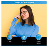 Upgraded Formulas Nano Magnesium etiqueta frontal con dosis diaria clara