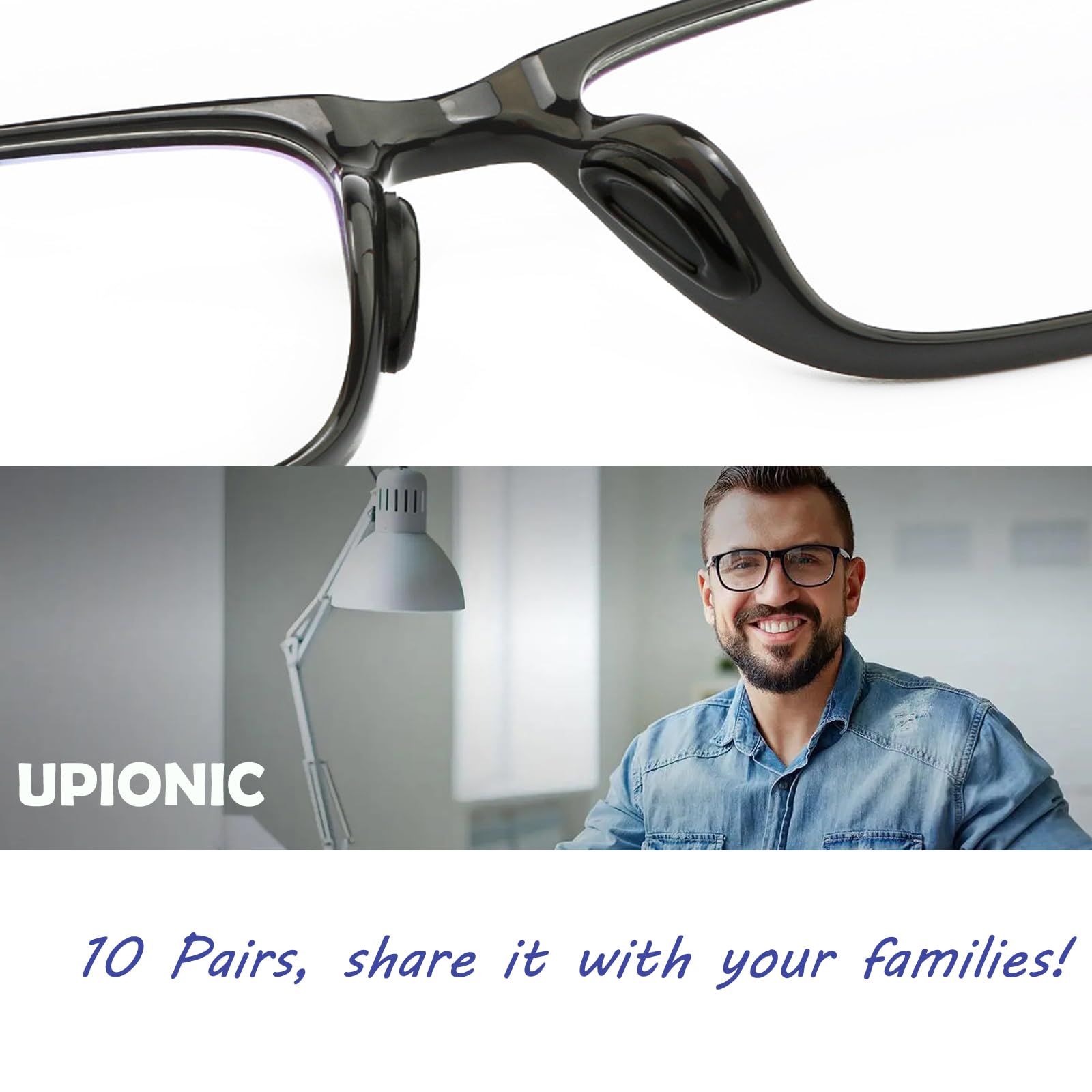 UPIONIC almohadillas de silicona para gafas de diferentes monturas, seguras y cómodas.