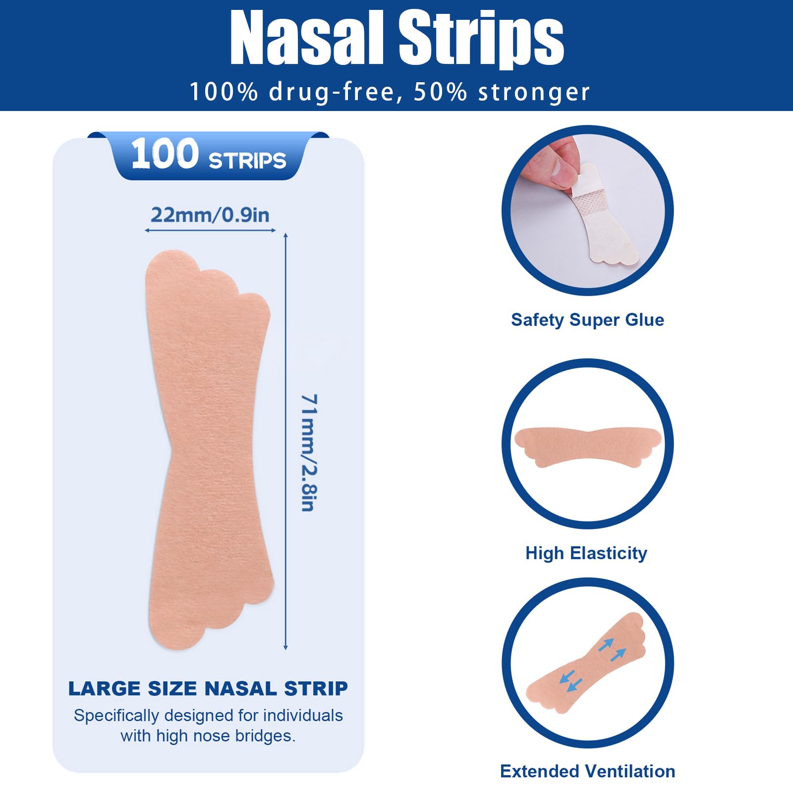 UPMOSTEK tiras nasales, tamaño universal 71x22 mm para la mayoría.