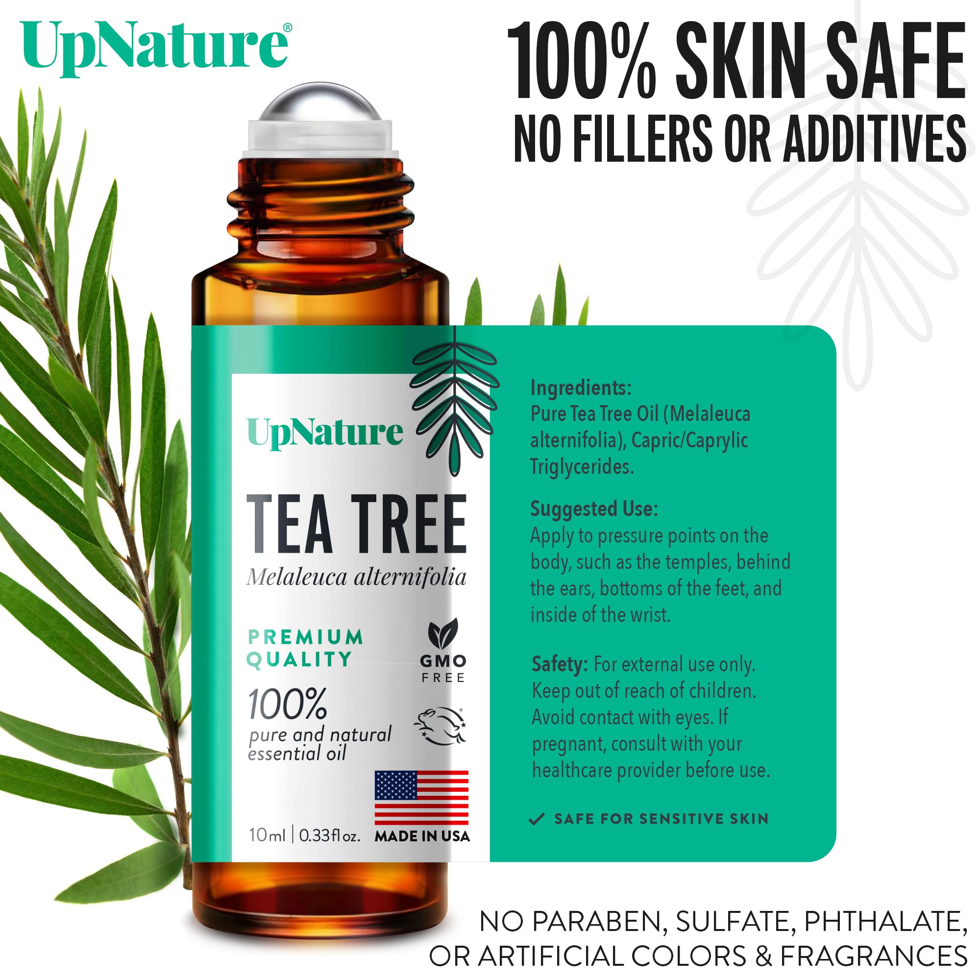 UpNature aceite de árbol de té para cuidado facial puntual.