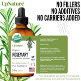UpNature Aceite de Romero Orgánico aplicado en piel para cuidado suave.