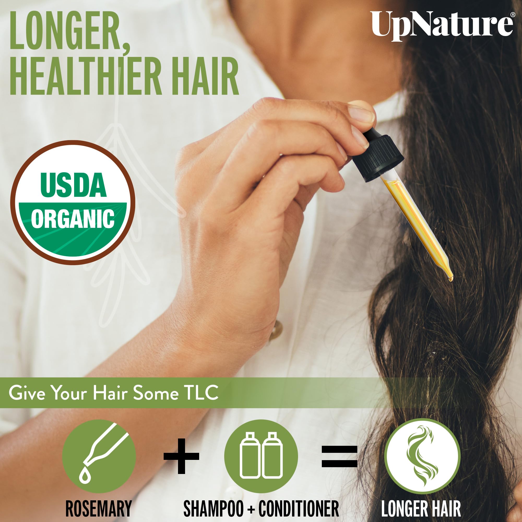 UpNature Rutina capilar con masaje de romero para cabello nutrido.