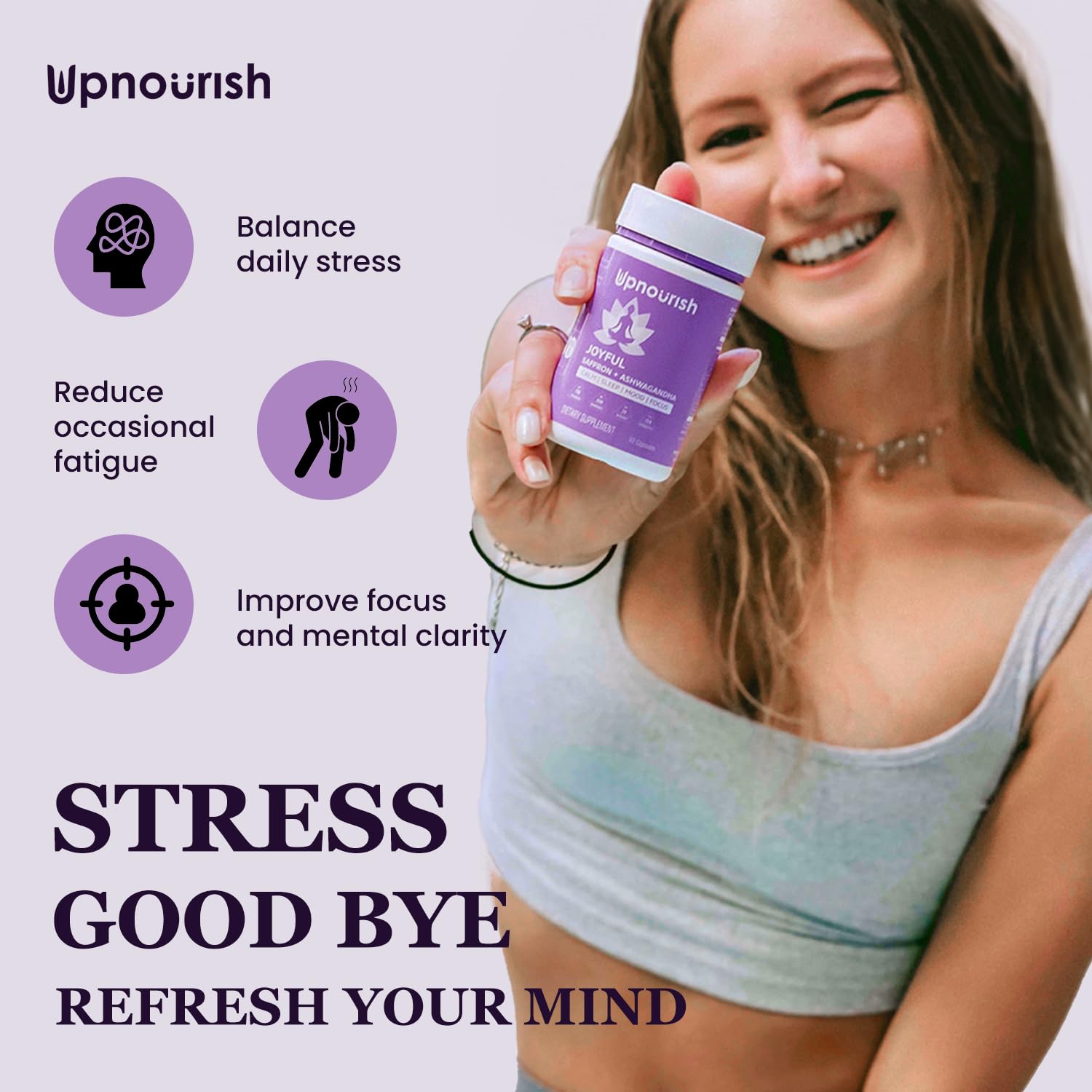 UpNourish AFFRON saffrón para apoyo del descanso y claridad.