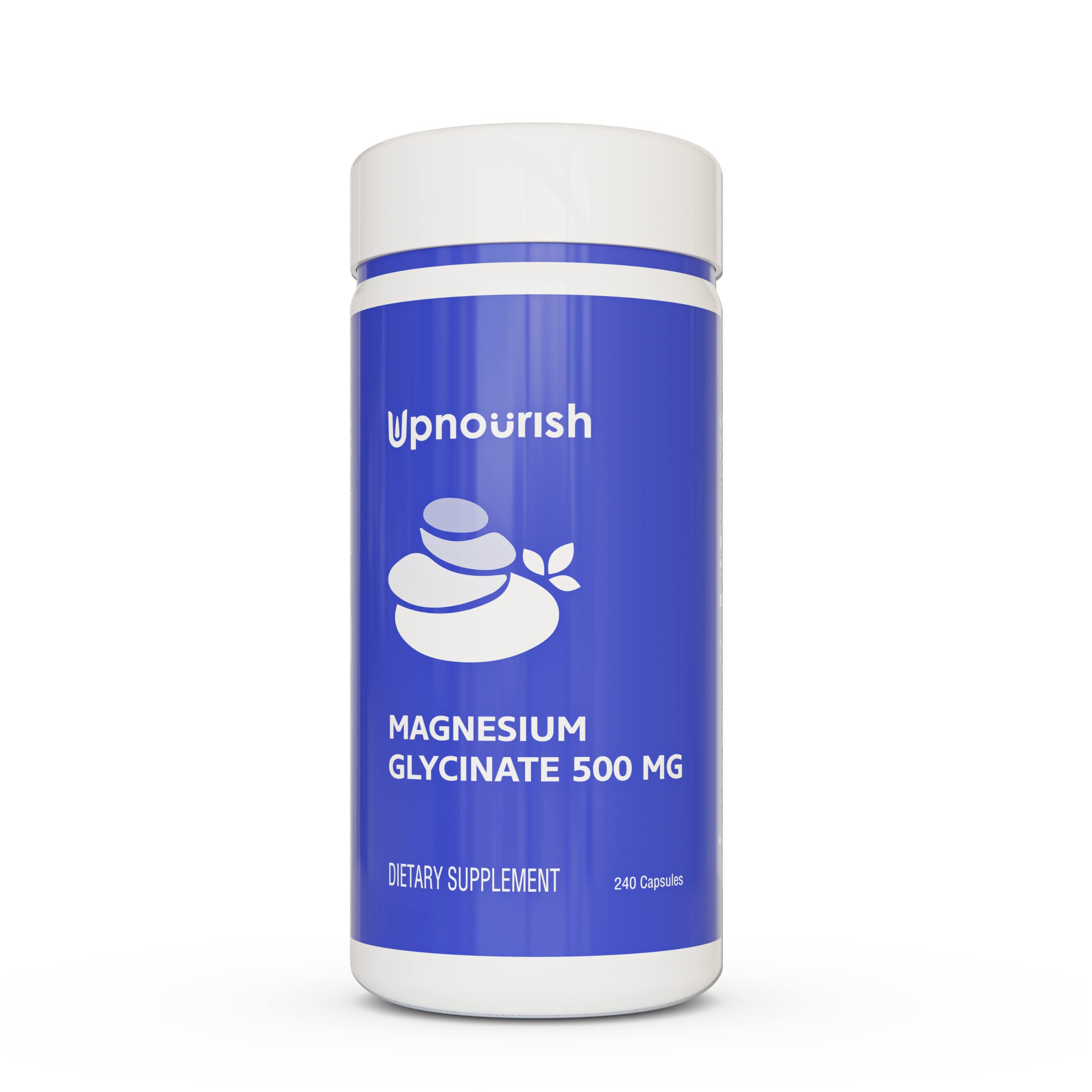 UpNourish magnesio glicinato 500 mg en botella, apoyo para sueño y calma