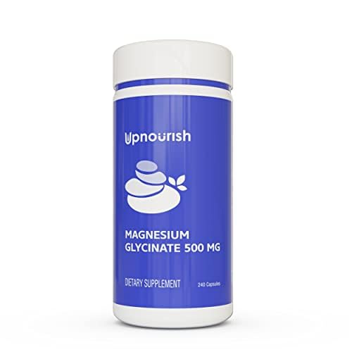 UpNourish magnesio glicinato, tabla nutricional con 70 mg elemental
